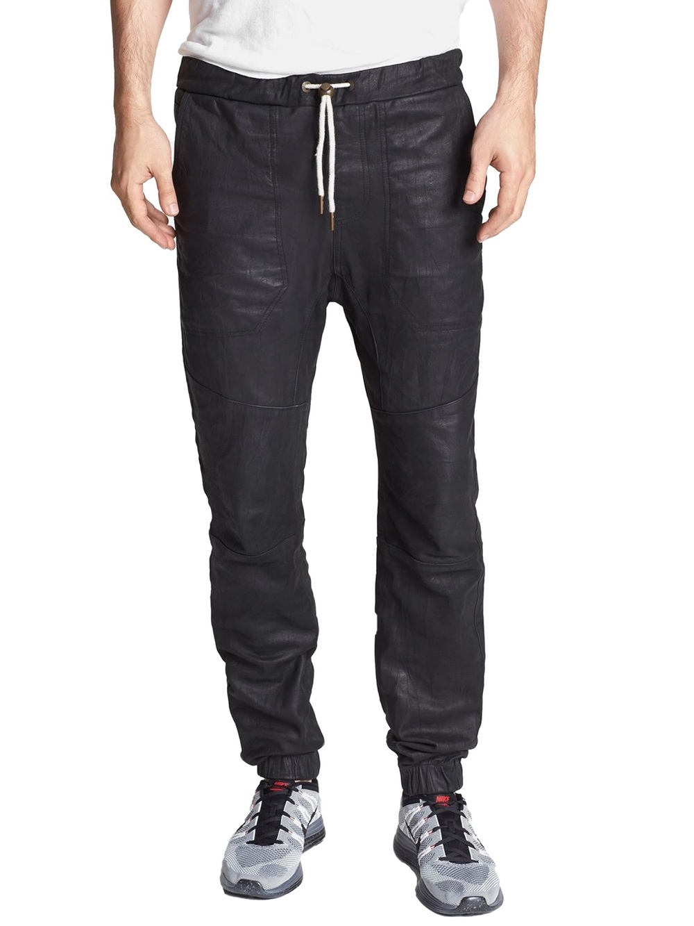 Zanerobe Sureshot Black Leather Jogger Pants 36 100% Cow Leather Streetwear